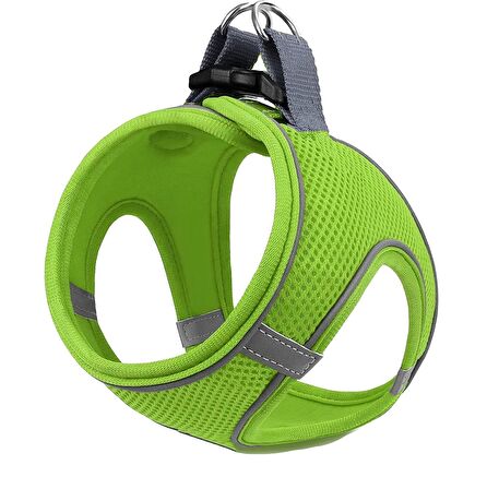 Mita Air Mesh Kedi Köpek Göğüs Tasması Çift Reflektörlü, Terletmeyen Neon Yeşil / Neon Green